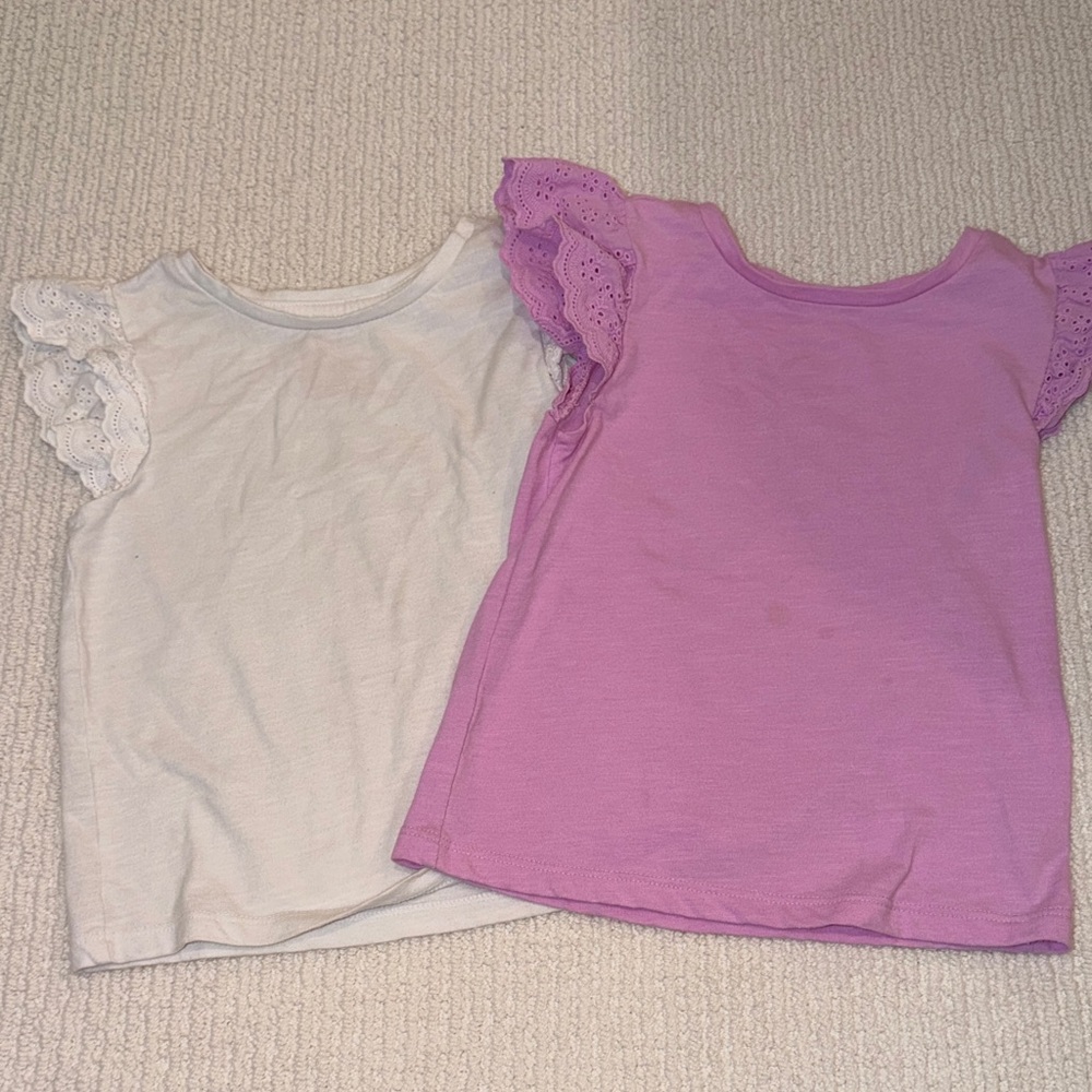 Charming Kids' Lace Sleeve Tees - White & Purple cat and jack 5t